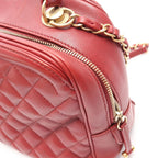 Chanel Shoulder Bag Quilted Top Handle 2-Way Red Leather Chain — view 7