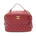 Chanel Shoulder Bag Quilted Top Handle 2-Way Red Leather Chain