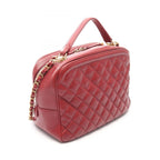 Chanel Shoulder Bag Quilted Top Handle 2-Way Red Leather Chain — view 2