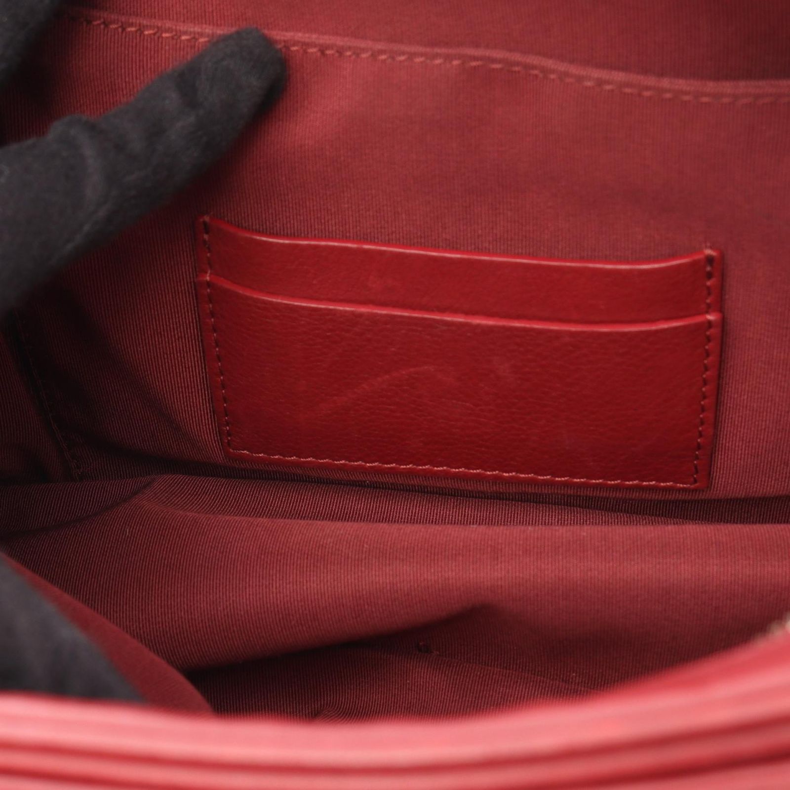 Chanel Shoulder Bag Quilted Top Handle 2-Way Red Leather Chain — view 6