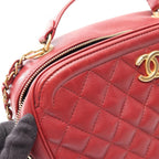 Chanel Shoulder Bag Quilted Top Handle 2-Way Red Leather Chain — view 8