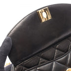 Chanel Shoulder Bag Quilted Diana Flap Fringe Black Lambskin Sringe Small Chain — view 8