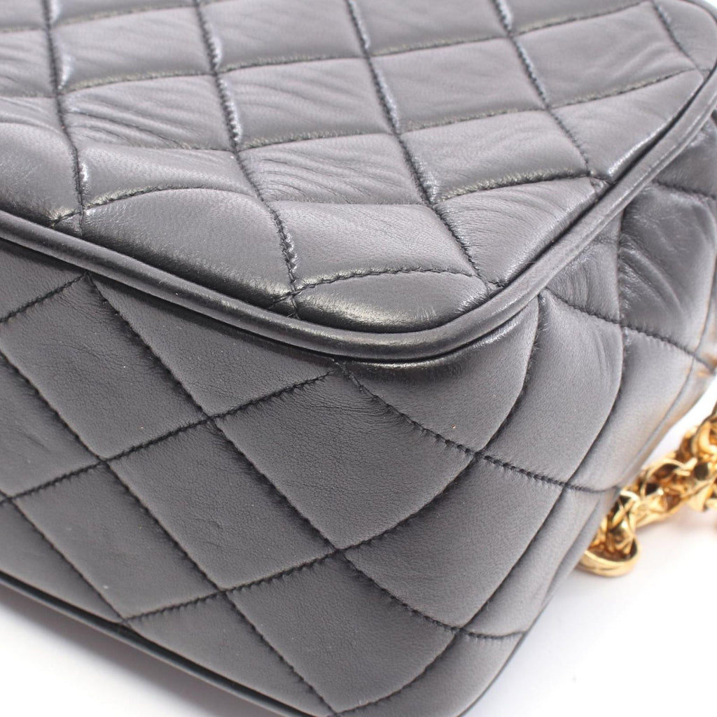Chanel Shoulder Bag Quilted Diana Flap Fringe Black Lambskin Sringe Small Chain — view 7