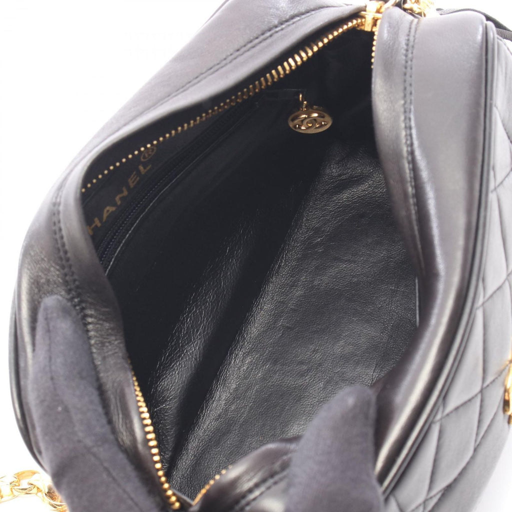 Chanel Shoulder Bag Quilted Diana Flap Fringe Black Lambskin Sringe Small Chain — view 3