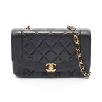 Chanel Shoulder Bag Quilted Diana Flap Black Lambskin Chain