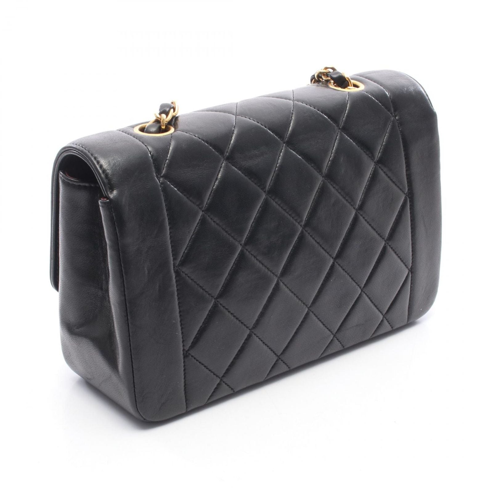 Chanel Shoulder Bag Quilted Diana Flap Black Lambskin Chain — view 2