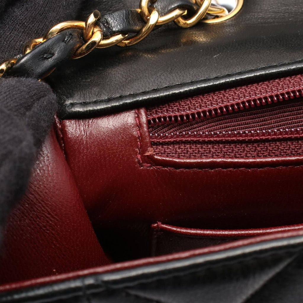 Chanel Shoulder Bag Quilted Diana Flap Black Lambskin Chain — view 5