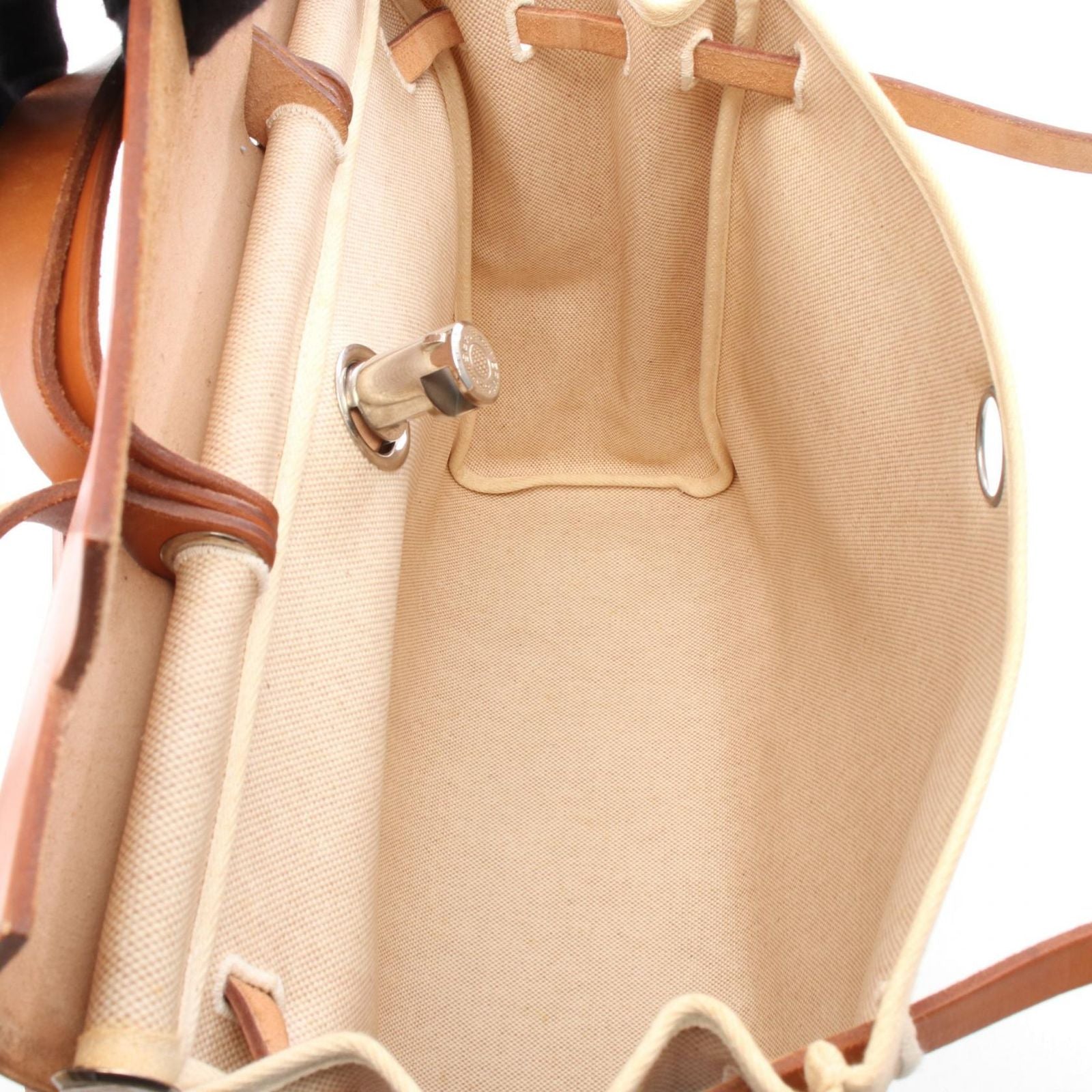 Hermes Handbag Herbag MM Ecru Natural Canvas Leather — view 3