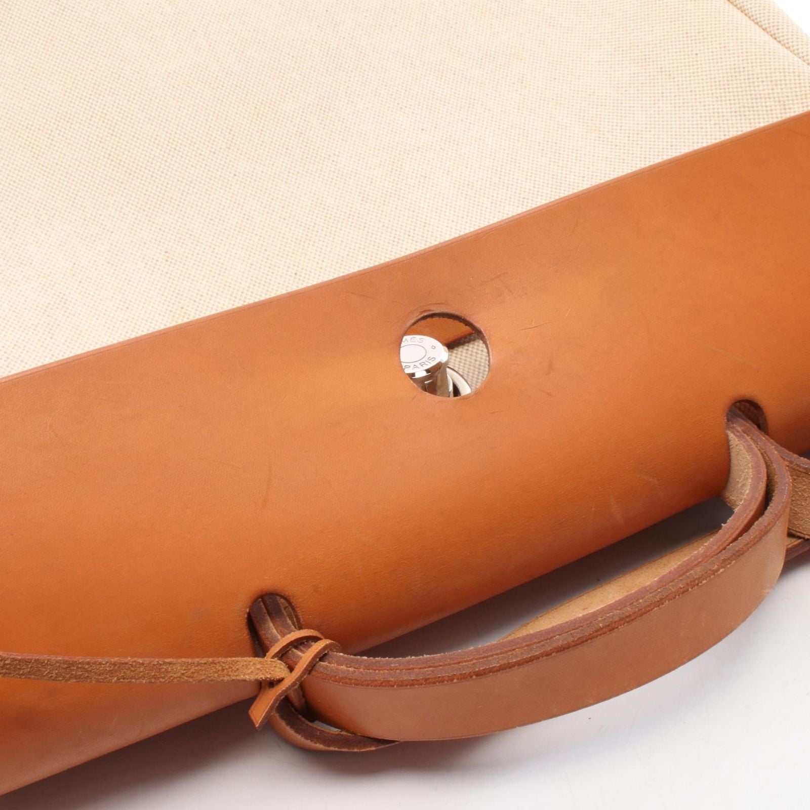 Hermes Handbag Herbag MM Ecru Natural Canvas Leather — view 9