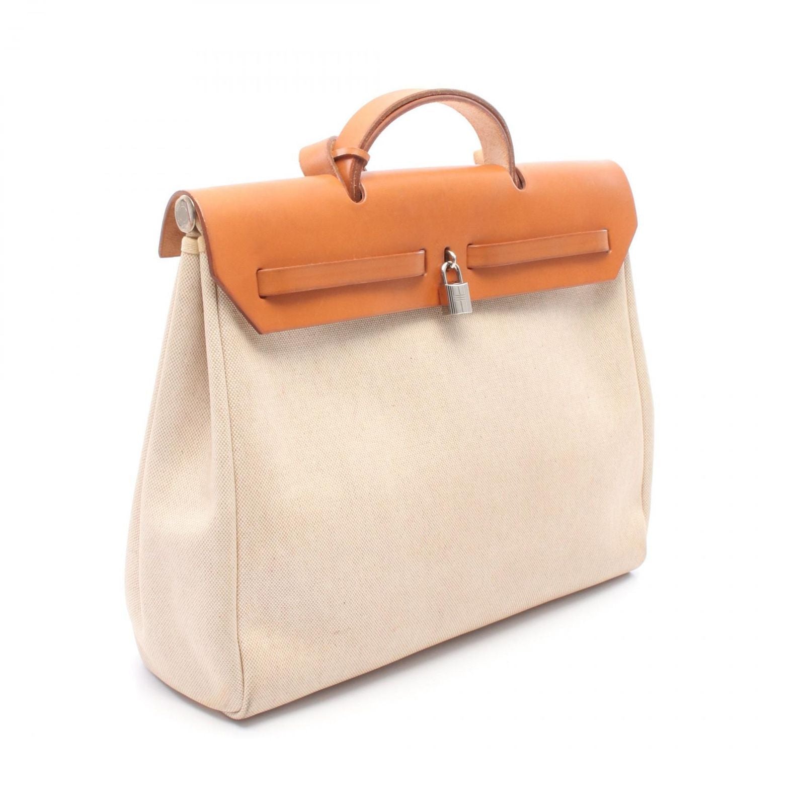 Hermes Handbag Herbag MM Ecru Natural Canvas Leather — view 2