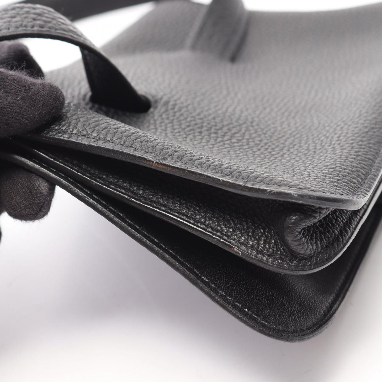Hermes Waist Bag Dogon Pouch Black Leather — view 8