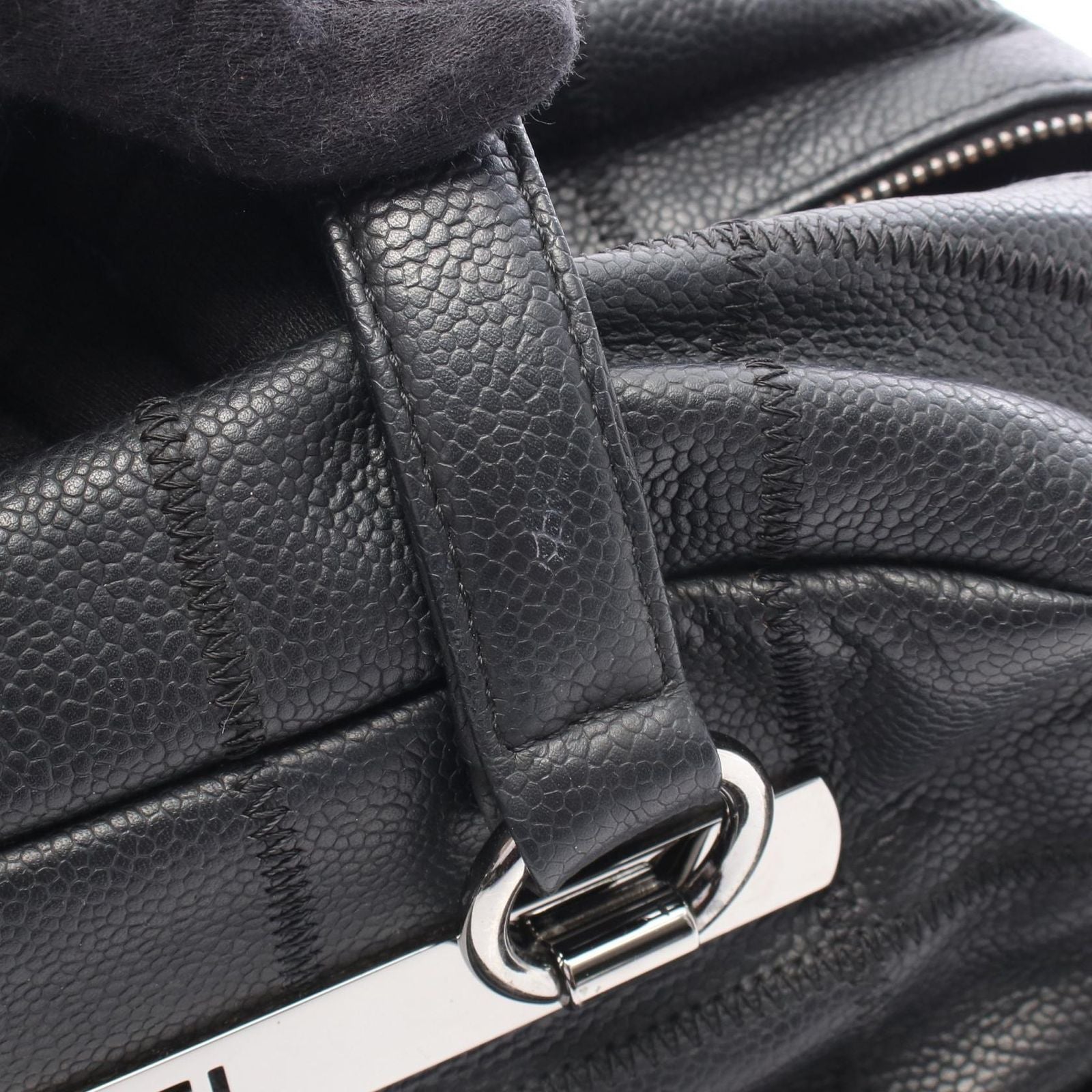 Chanel Boston Bag Choco Bar Black Caviar Leather — view 7