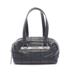 Chanel Boston Bag Choco Bar Black Caviar Leather
