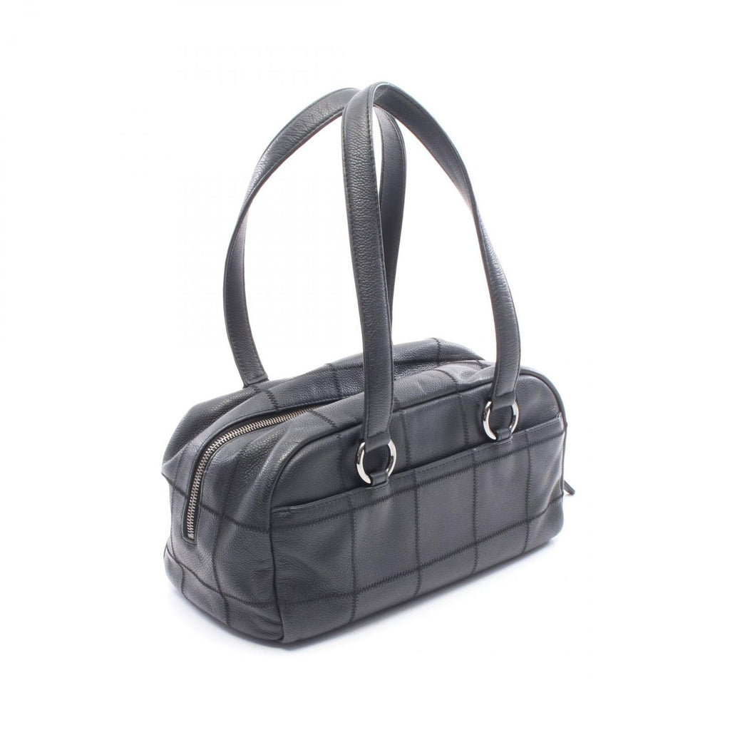 Chanel Boston Bag Choco Bar Black Caviar Leather — view 2