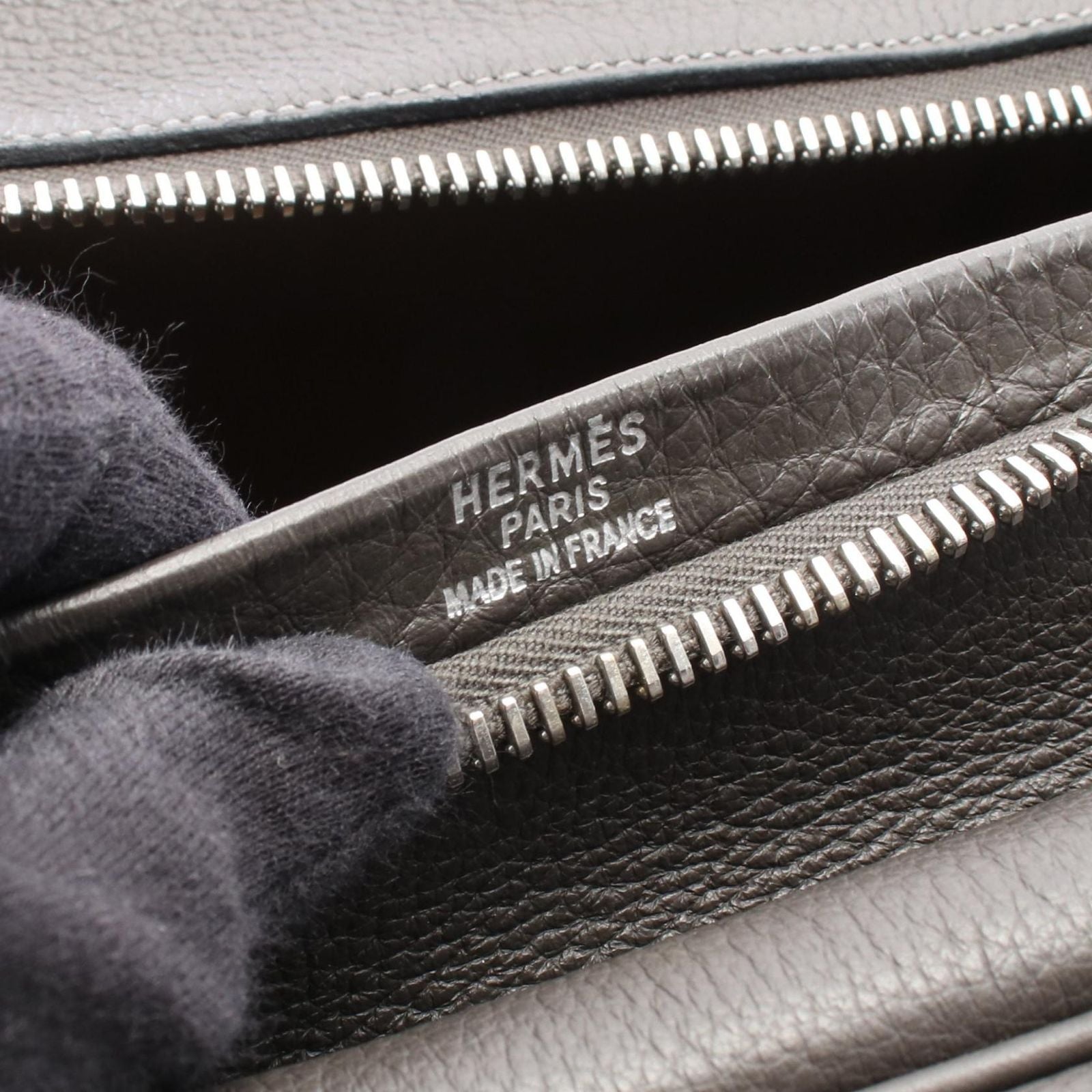 Hermes Boston Bag Plume 45 Graphite Leather — view 4