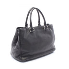Prada Handbag Triangle Plate 2-Way Black Leather Logo Tote — view 2