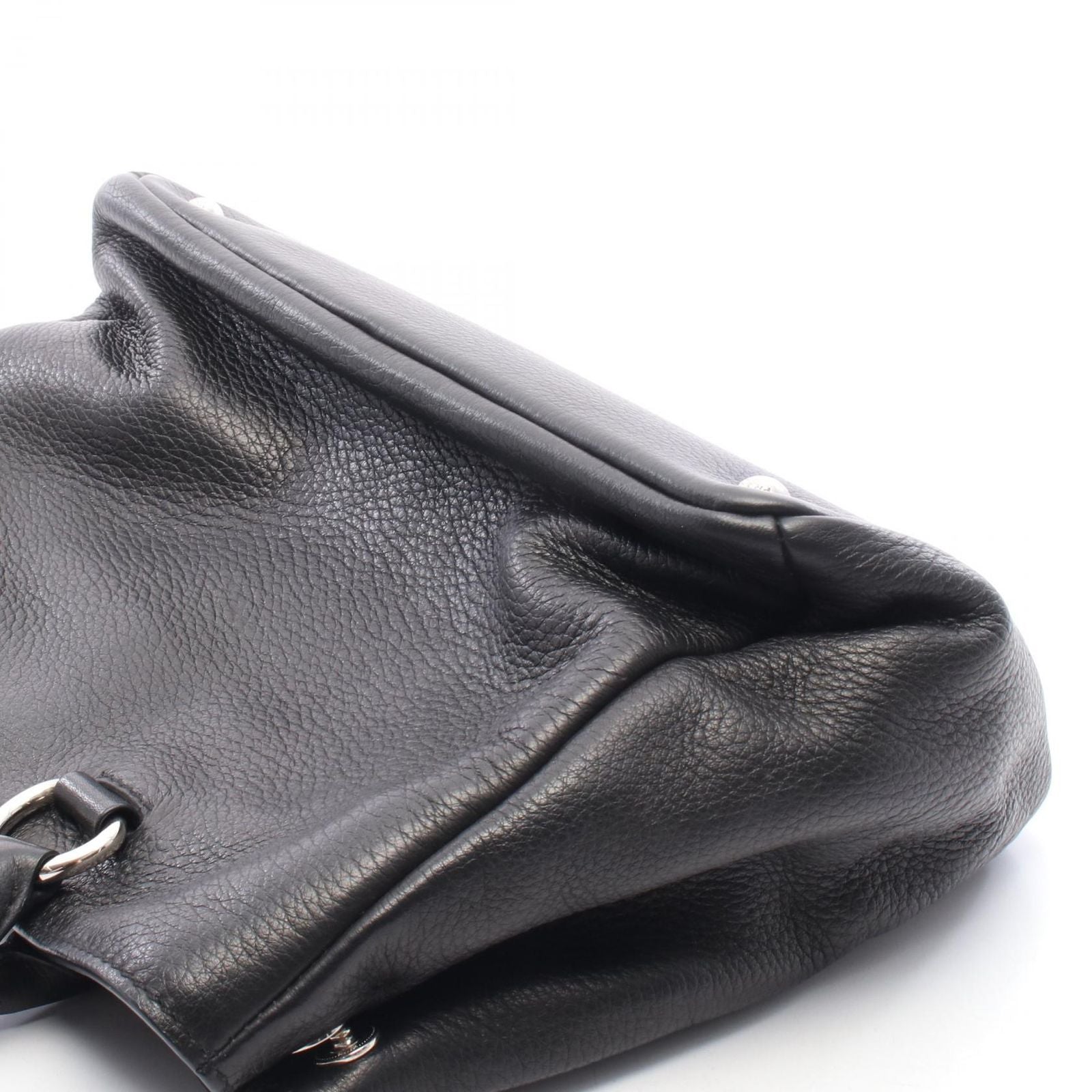 Prada Handbag Triangle Plate 2-Way Black Leather Logo Tote — view 5