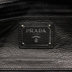 Prada Handbag Triangle Plate 2-Way Black Leather Logo Tote — view 4