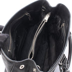 Prada Handbag Triangle Plate 2-Way Black Leather Logo Tote — view 3