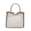 Fendi Handbag Peekaboo X-lite Perforated White Brown Leather