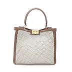 Fendi Handbag Peekaboo X-lite Perforated White Brown Leather