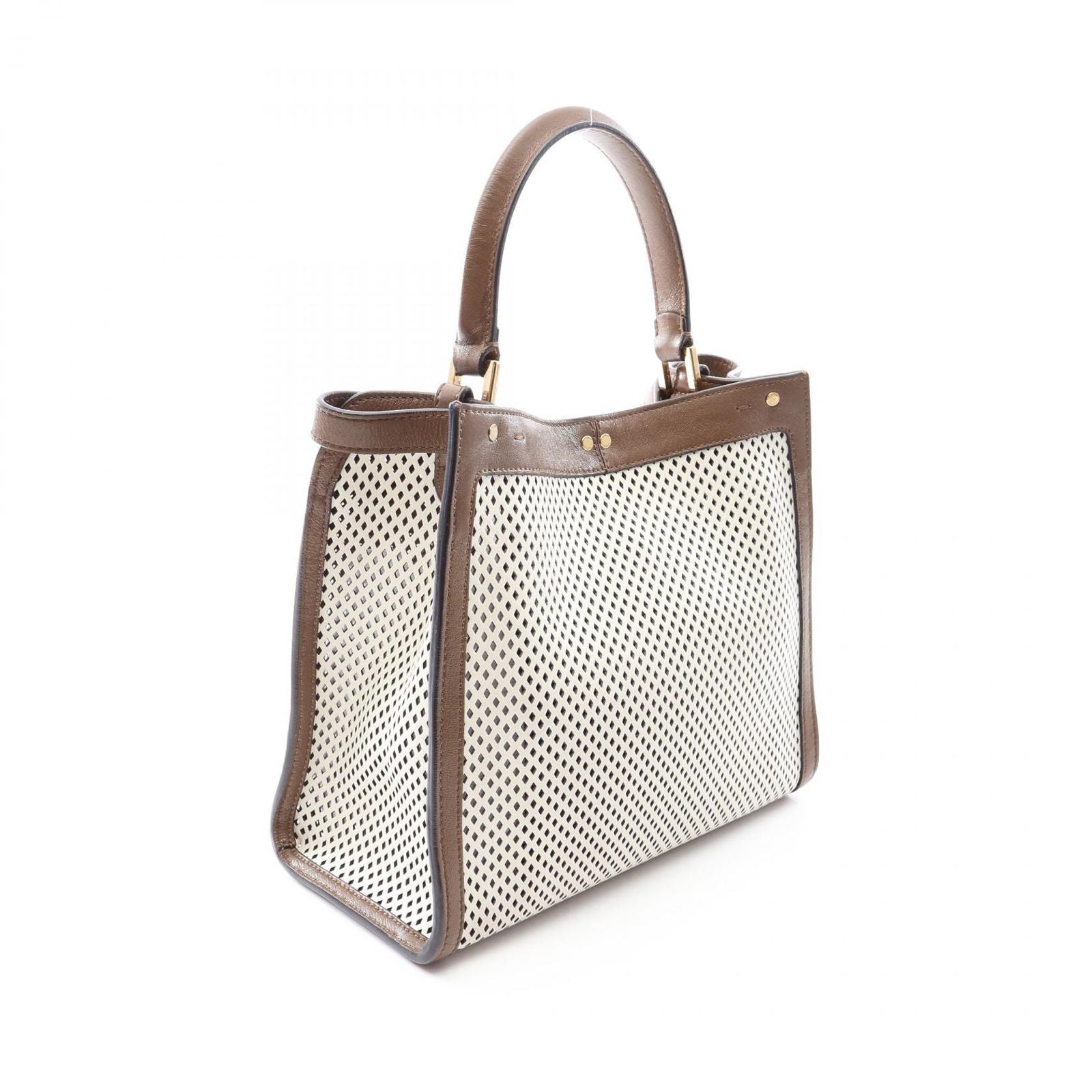 Fendi Handbag Peekaboo X-lite Perforated White Brown Leather — view 2