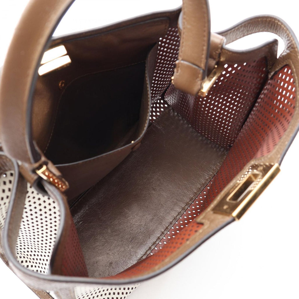 Fendi Handbag Peekaboo X-lite Perforated White Brown Leather — view 3