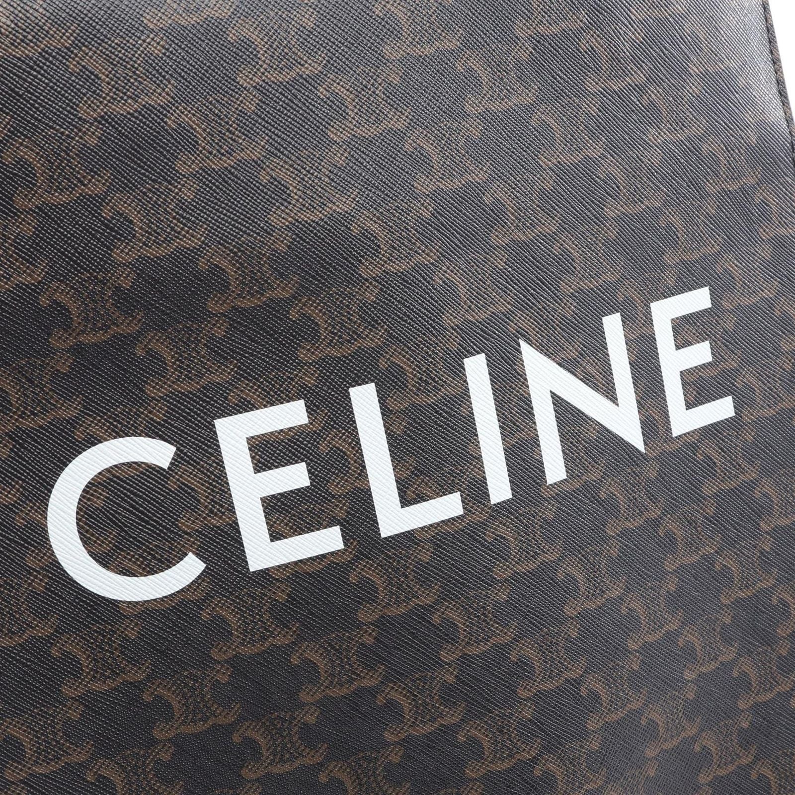 Celine Tote Small Vertical Cover Triomphe 2-Way Black Brown Canvas Leather — view 4