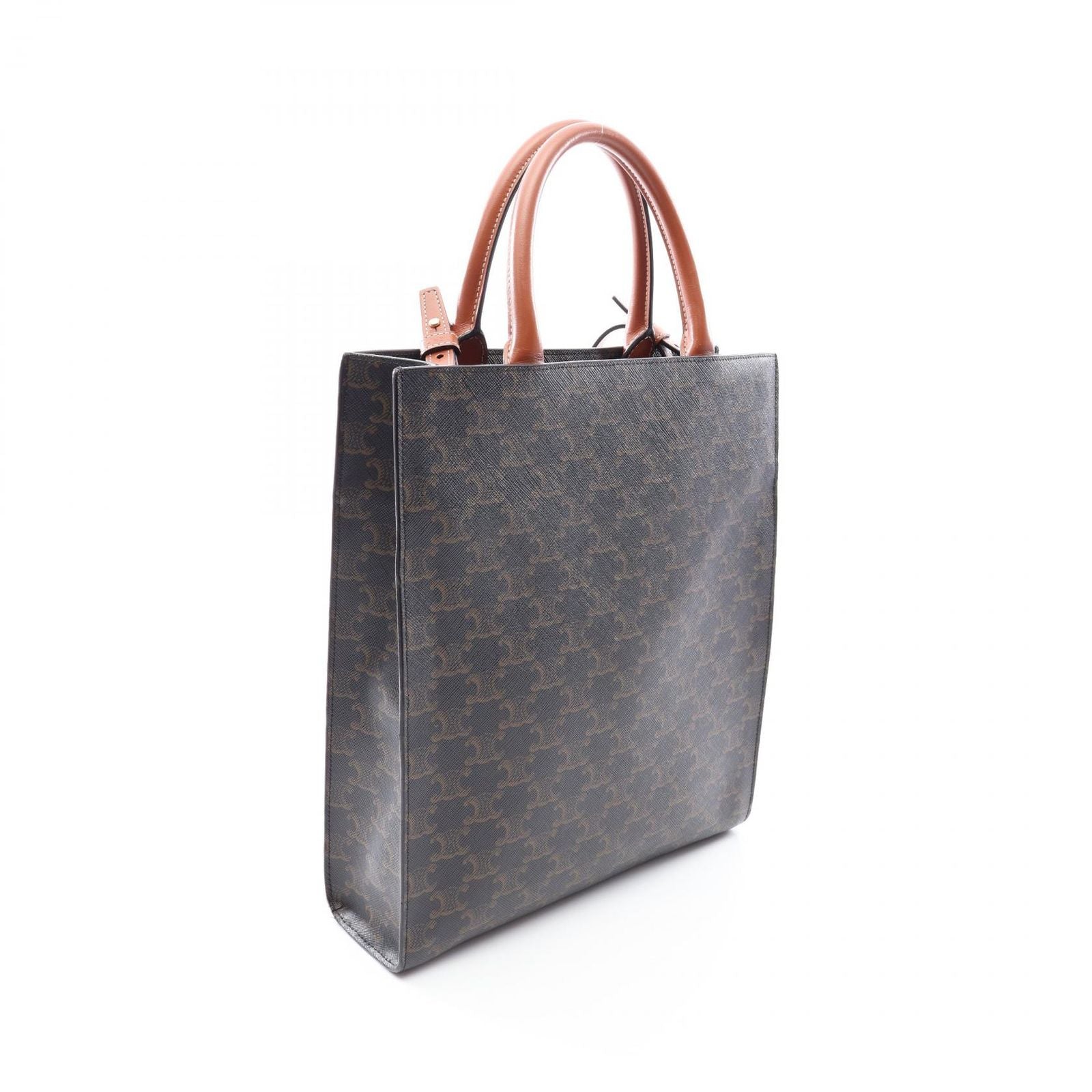 Celine Tote Small Vertical Cover Triomphe 2-Way Black Brown Canvas Leather — view 2