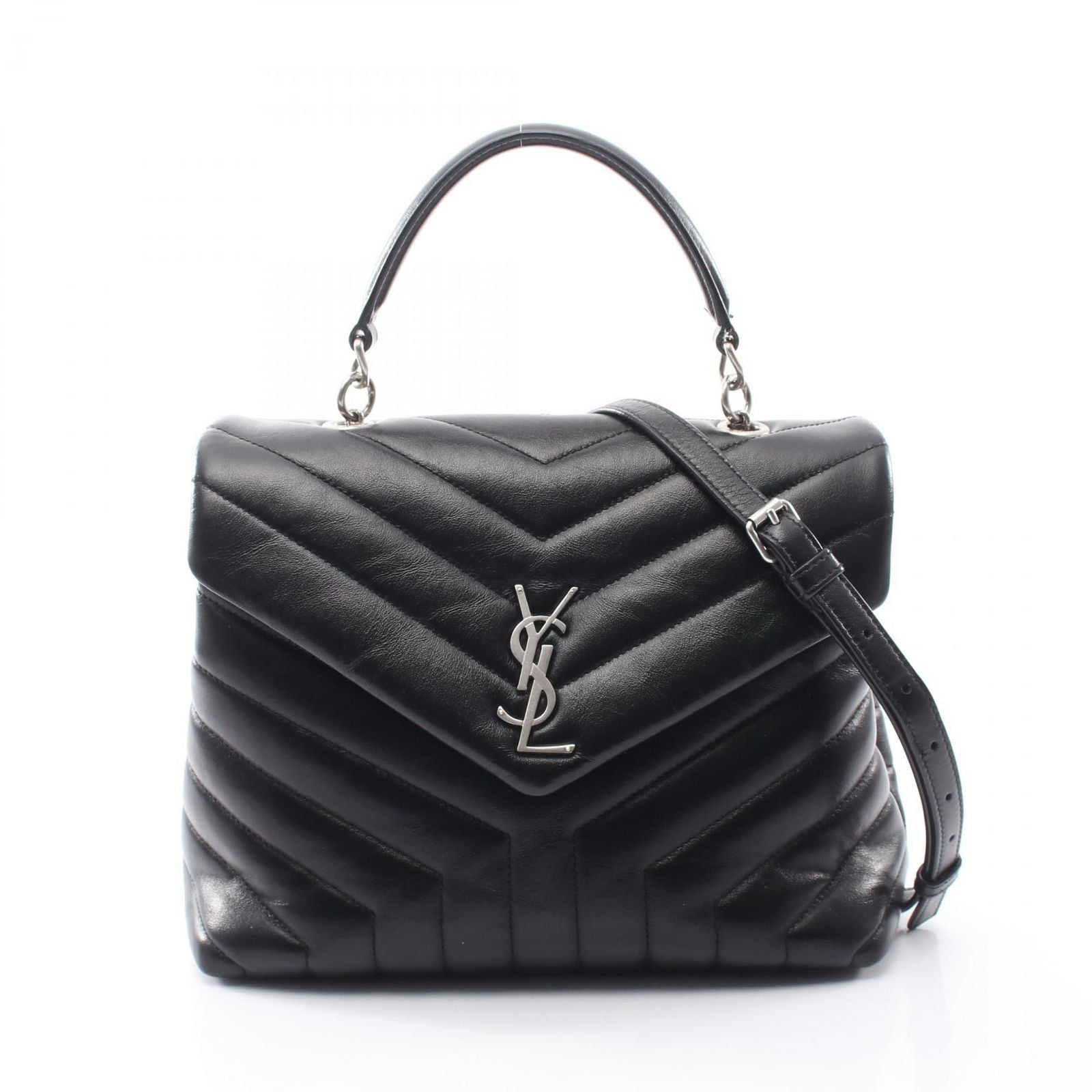 Saint Laurent Paris Handbag Loulou Top Handle Bag 2-Way Black Leather