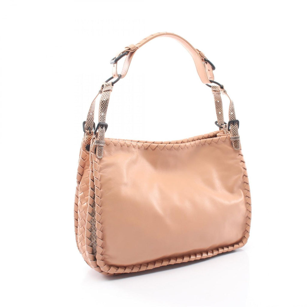Bottega Veneta Shoulder Bag Intrecciato Beige Leather Exotic Cles the — view 2