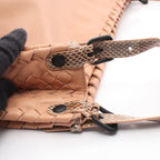 Bottega Veneta Shoulder Bag Intrecciato Beige Leather Exotic Cles the — view 7
