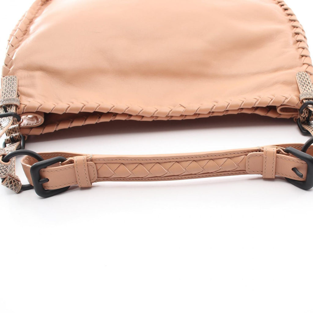 Bottega Veneta Shoulder Bag Intrecciato Beige Leather Exotic Cles the — view 9