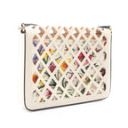 Gucci Shoulder Bag Cutout Floral Canvas Off White Leather — view 2