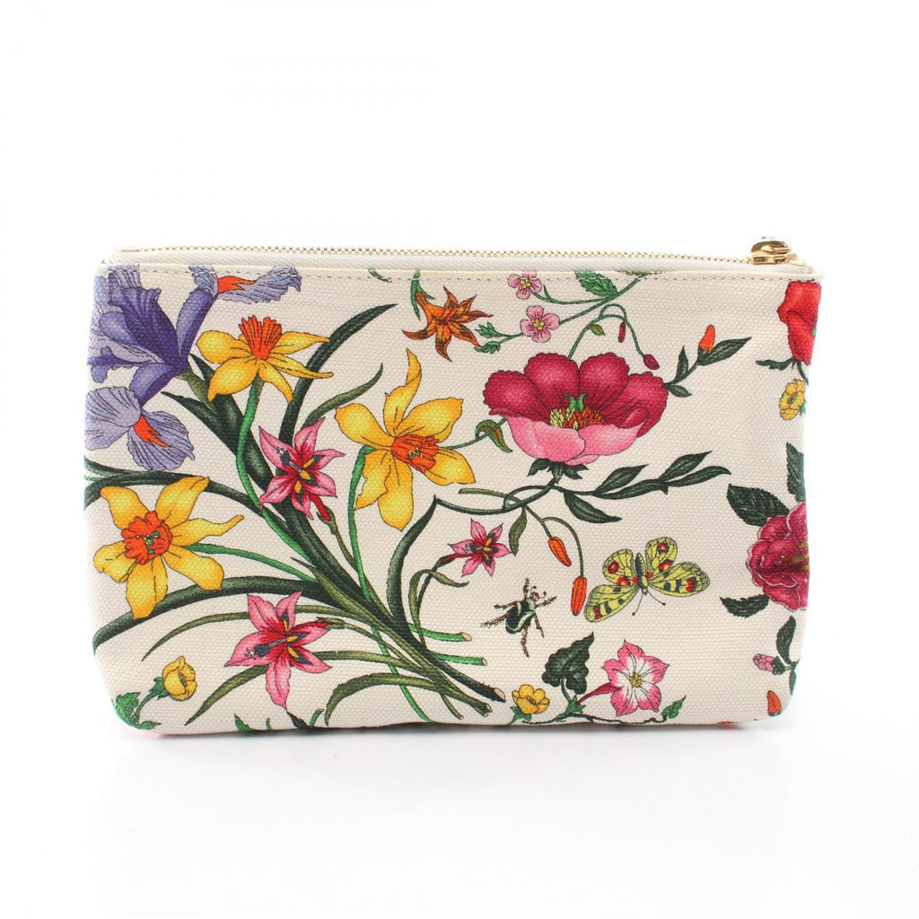 Gucci Shoulder Bag Cutout Floral Canvas Off White Leather — view 6