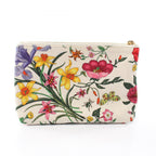 Gucci Shoulder Bag Cutout Floral Canvas Off White Leather — view 6