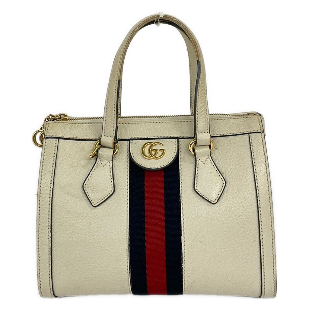 Gucci Tote Ivory Dark Navy Red Leather