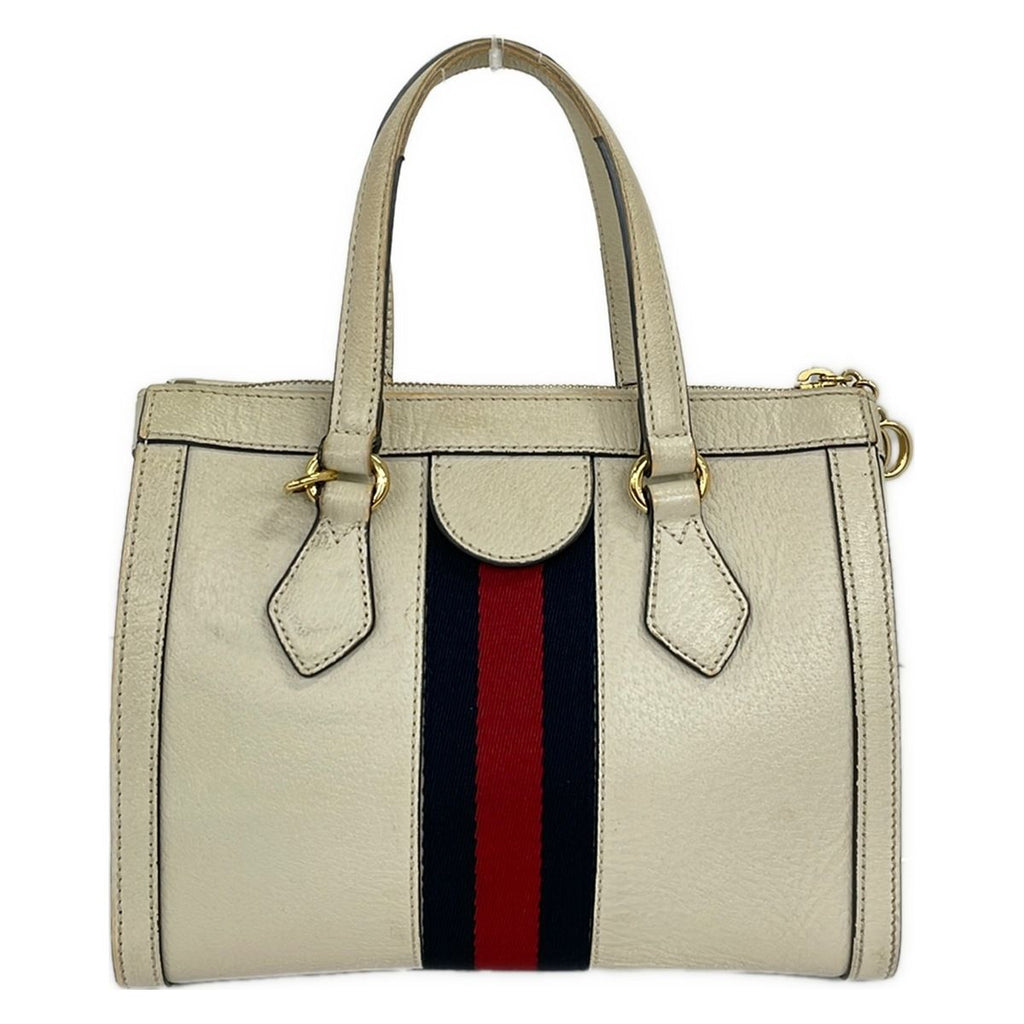 Gucci Tote Ivory Dark Navy Red Leather — view 3