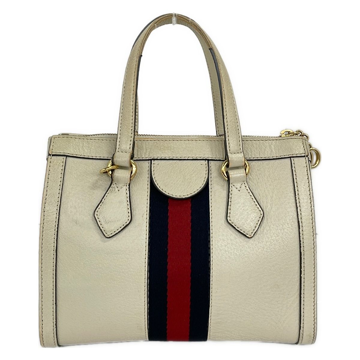 Gucci Tote Ivory Dark Navy Red Leather — view 3