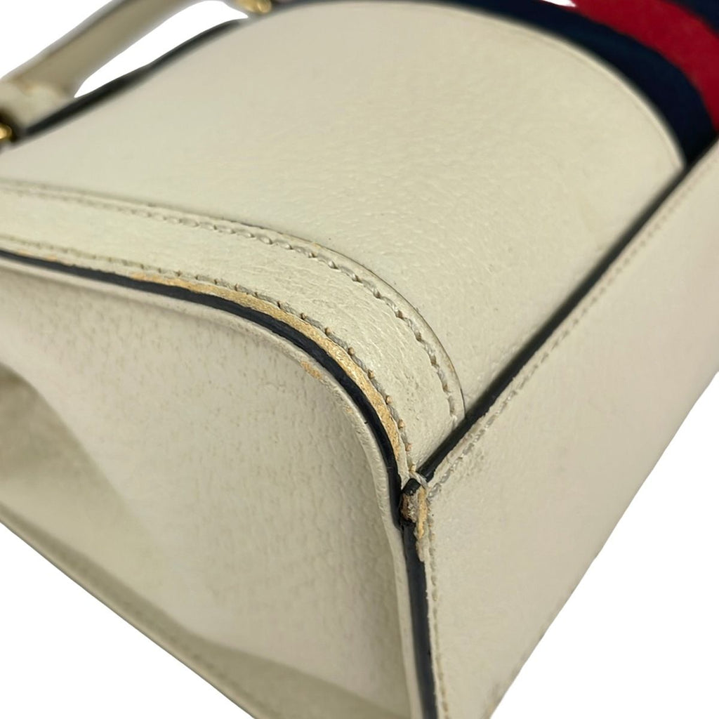 Gucci Tote Ivory Dark Navy Red Leather — view 6