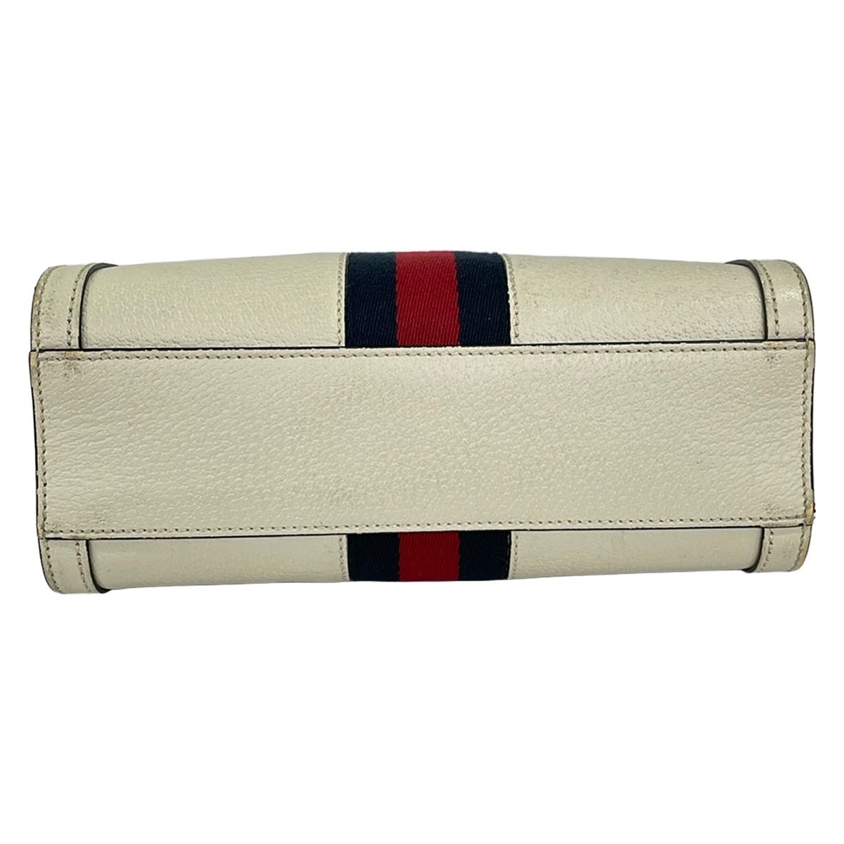 Gucci Tote Ivory Dark Navy Red Leather — view 5
