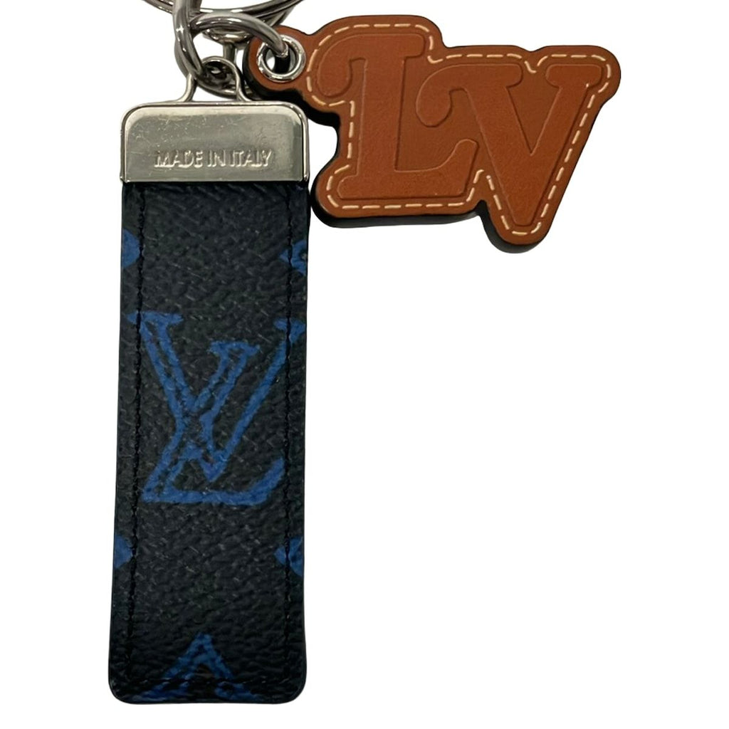 Louis Vuitton Key Holder Porte Cles Monogram Record Black Blue Brown Leather — view 4