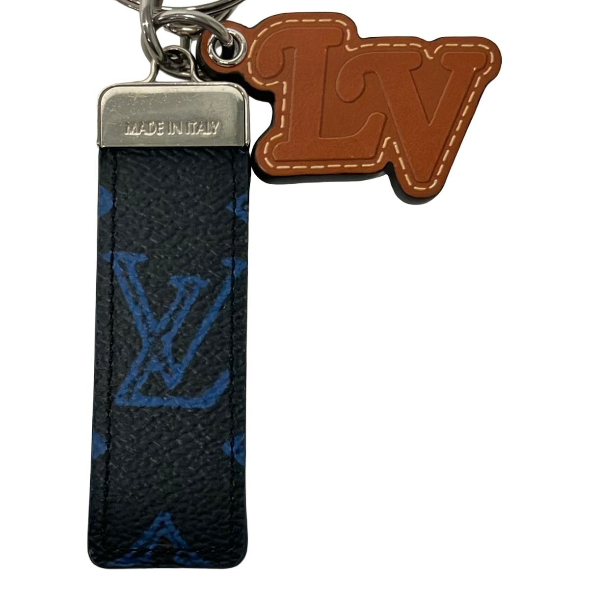Louis Vuitton Key Holder Porte Cles Monogram Record Black Blue Brown Leather — view 4
