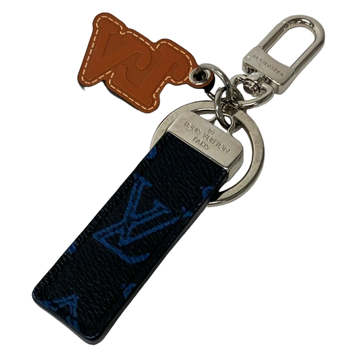 Louis Vuitton Key Holder Porte Cles Monogram Record Black Blue Brown Leather — view 2