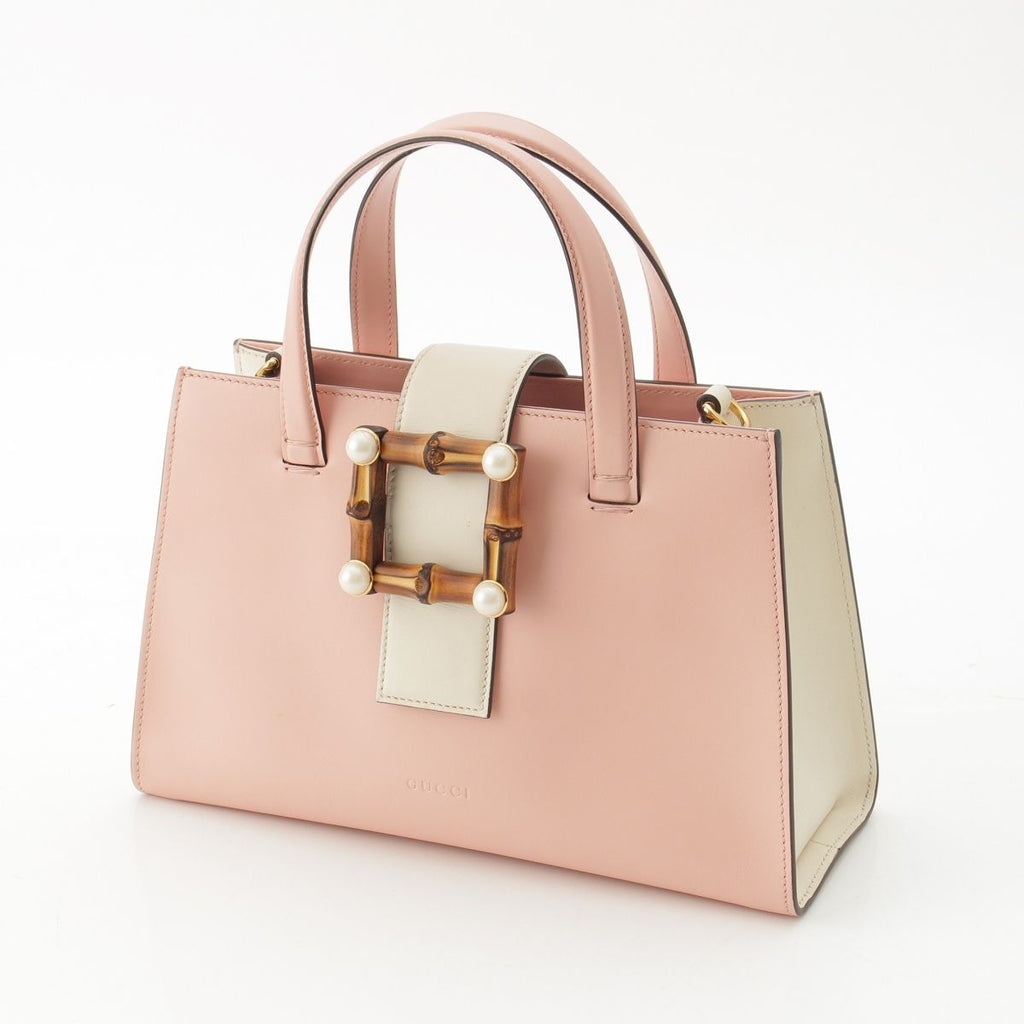Gucci Bambu Leather Pearl 2-Way Handbag Pink — view 2
