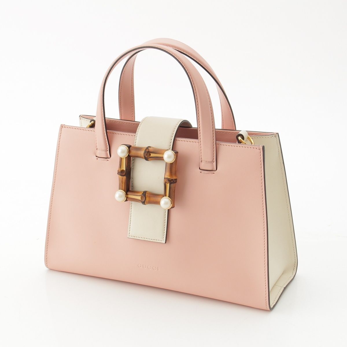 Gucci Bambu Leather Pearl 2-Way Handbag Pink — view 2