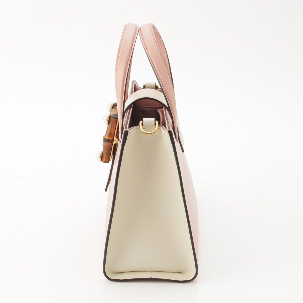 Gucci Bambu Leather Pearl 2-Way Handbag Pink — view 3