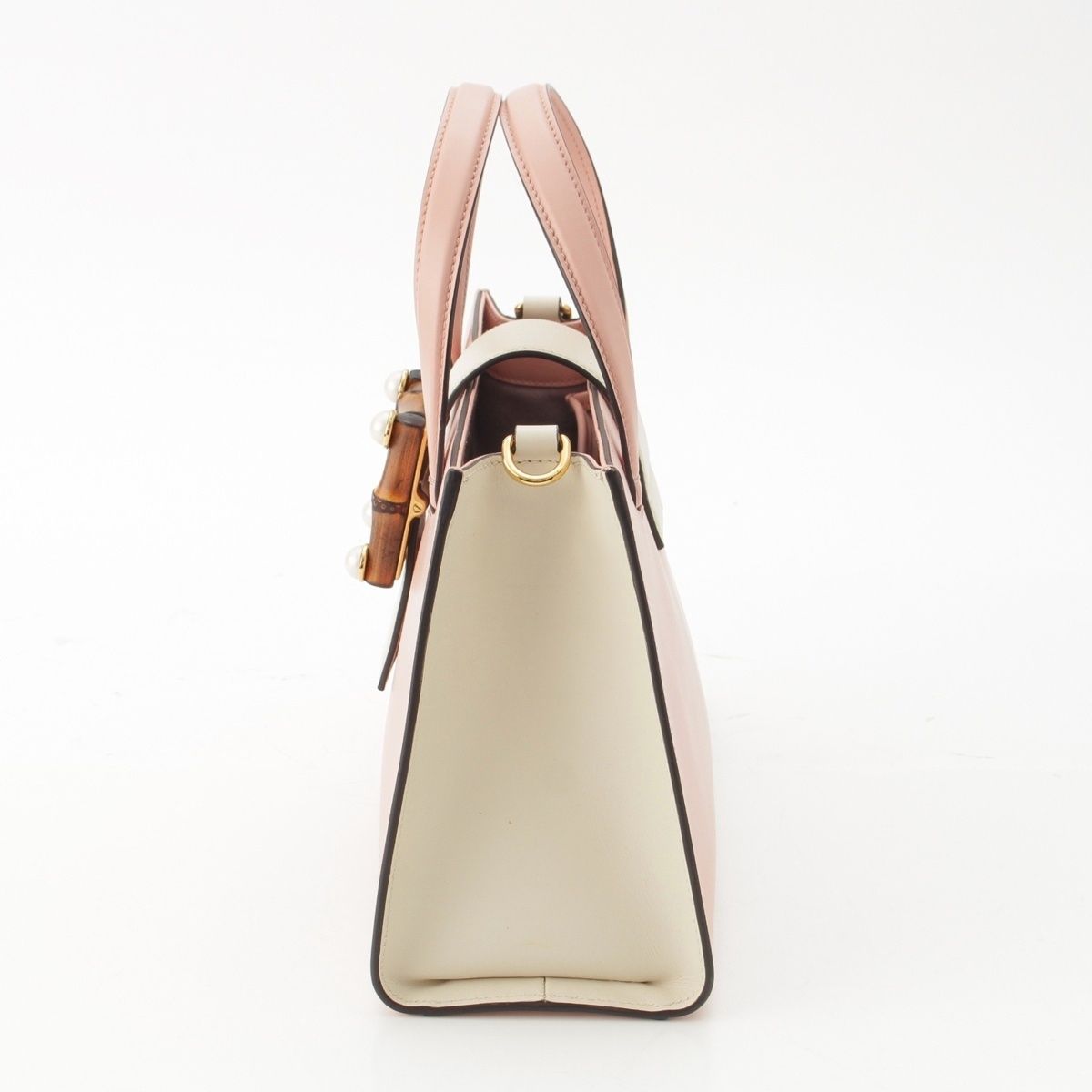 Gucci Bambu Leather Pearl 2-Way Handbag Pink — view 3