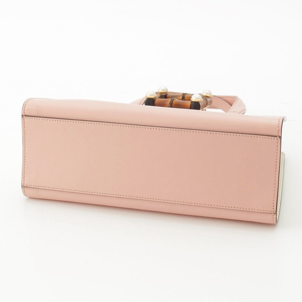Gucci Bambu Leather Pearl 2-Way Handbag Pink — view 5