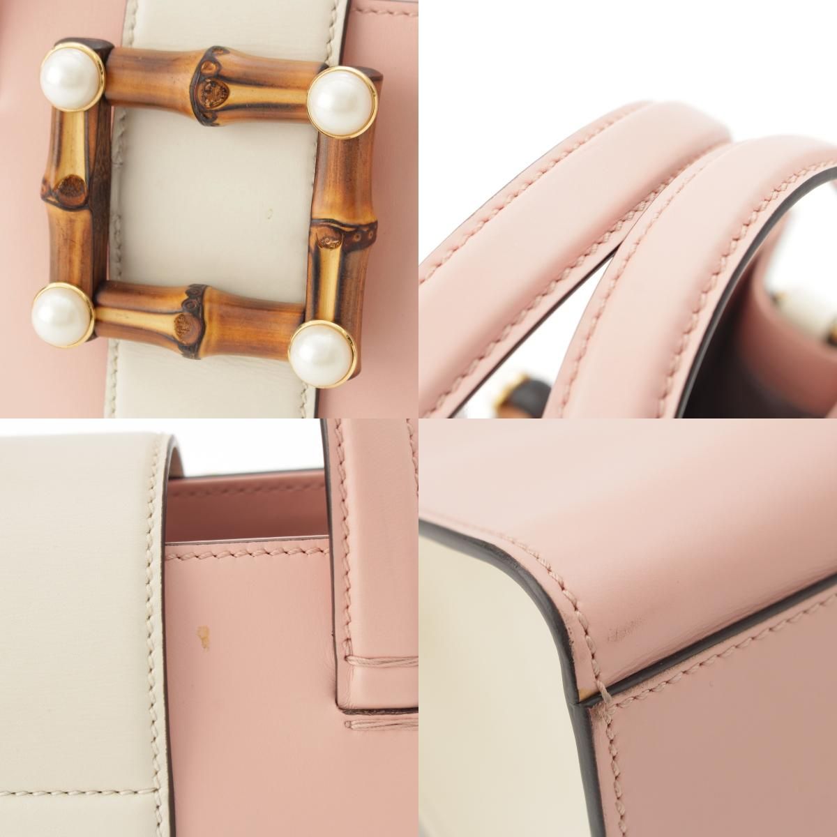 Gucci Bambu Leather Pearl 2-Way Handbag Pink — view 8